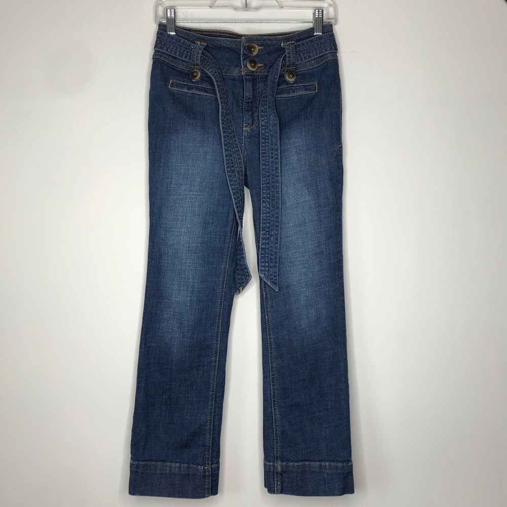 Anthropologie Pilcro and the Letterpress Cropped Culotte Tie Belt Jeans Size 25P